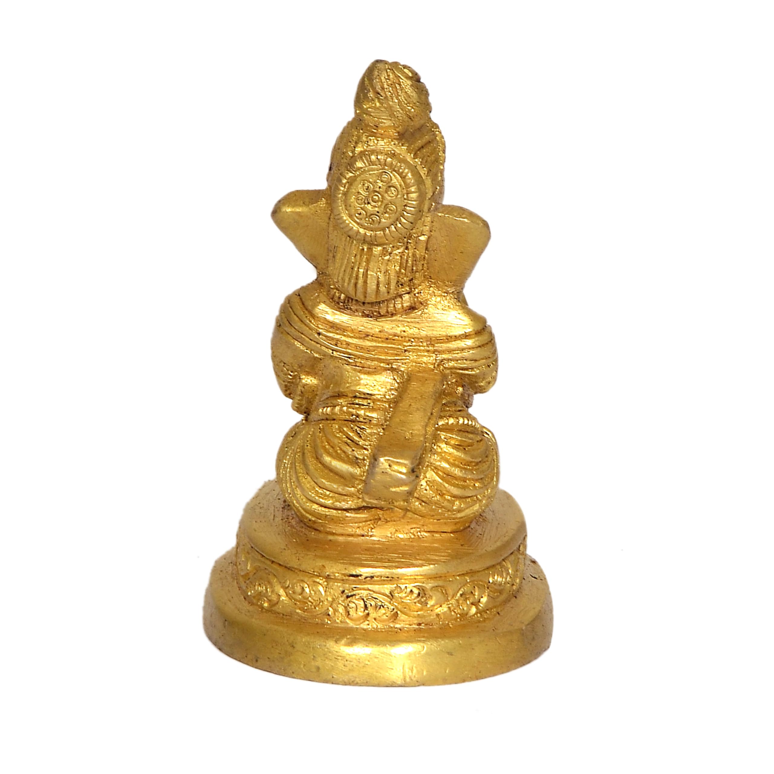 Dattatreya Brass Lord Ganesha Idol Statue Ganesh Decorative Sculpture For Home Office Temple Gift Item Showpiece Golden Height 3